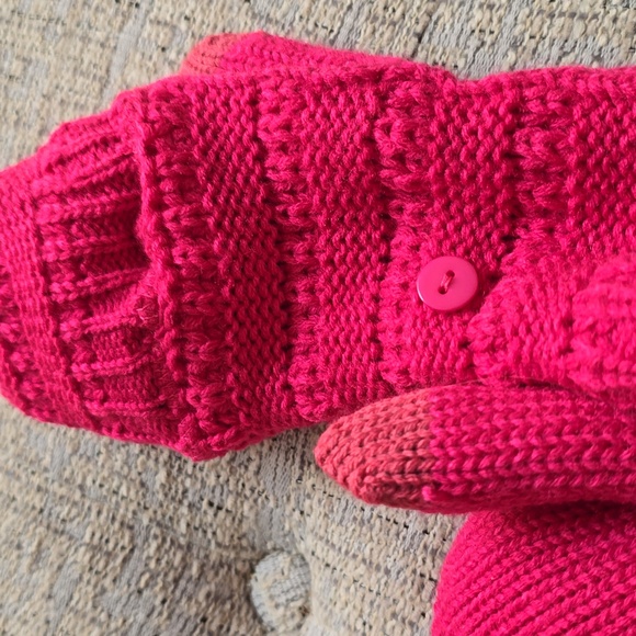 SONOMA BRAND WOMEN'S PINK COLD WEATHER ACCESS "LADDER STITCH" FLIP TOP MITTENS - Picture 9 of 11